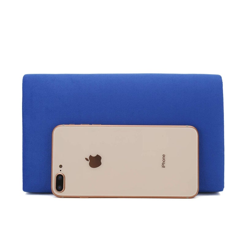 CHARMING TAILOR Faux Suede Clutch Bag Elegant Metal Binding Evening Purse for Wedding/Prom/Black-Tie Events (Royal Blue) - Image 3